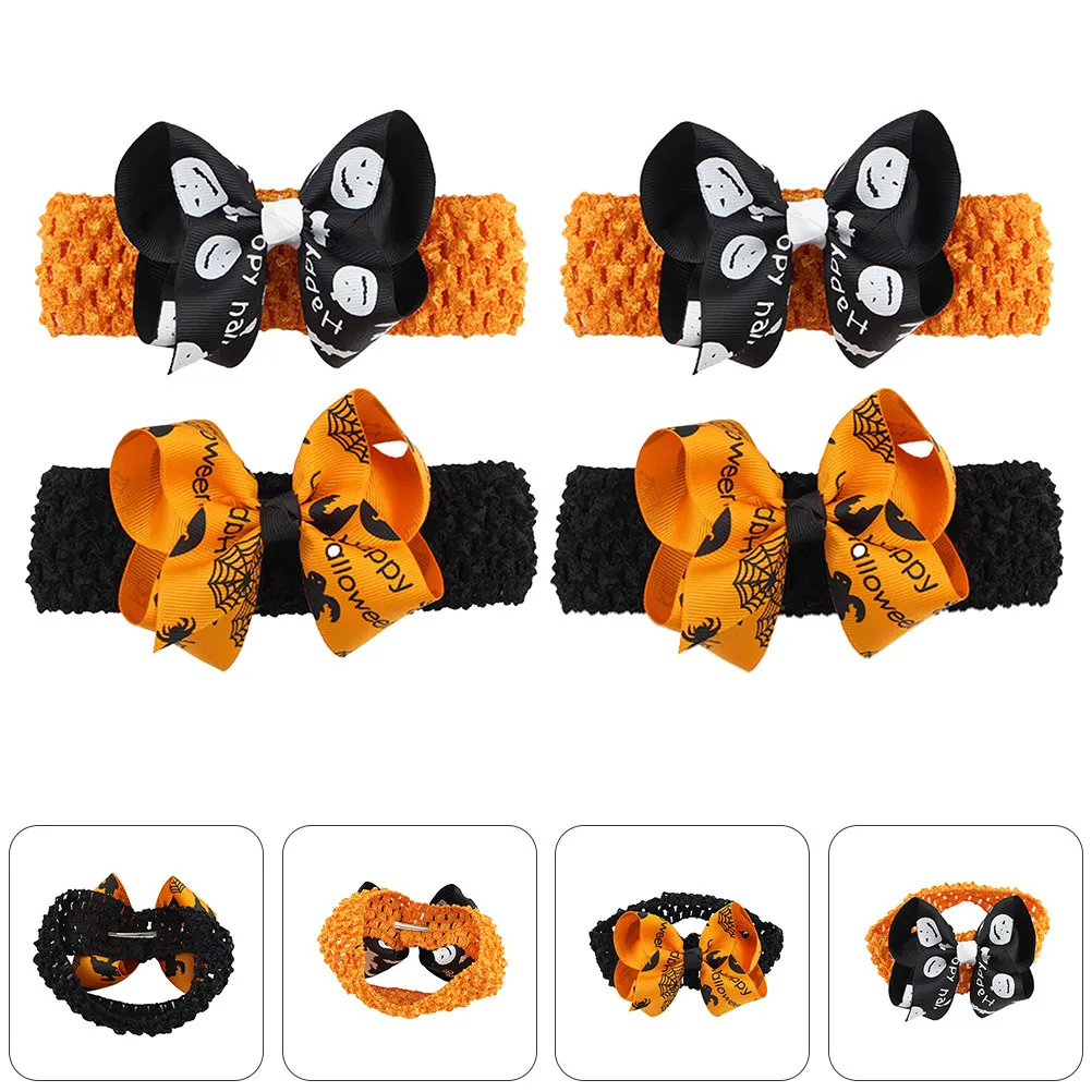 

4Pcs Baby Halloween Bow Headbands Elastic Comfortable Hairbands Kids Infant Party Hair Accessories Baby Headband