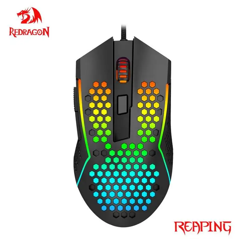 REDRAGON-ratón de juegos con cable USB para ordenador, periférico ultraligero, programable, 12400DPI, RGB, M987-K