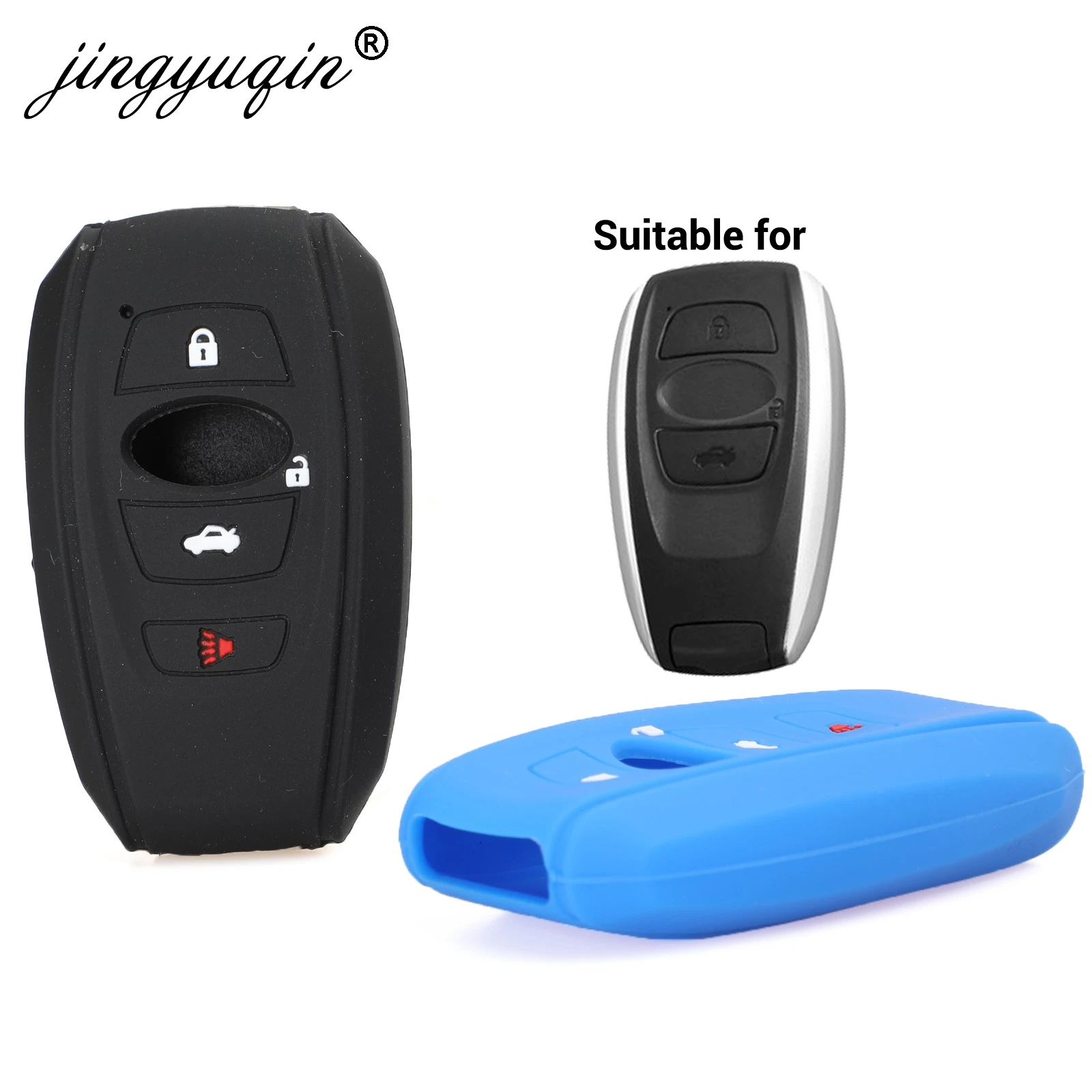 jingyuqin Silicone Car key Fob Case Cover Skin for Subaru Legacy Impreza Forester XV Trezia BRZ WRV Levorg Outback Protector