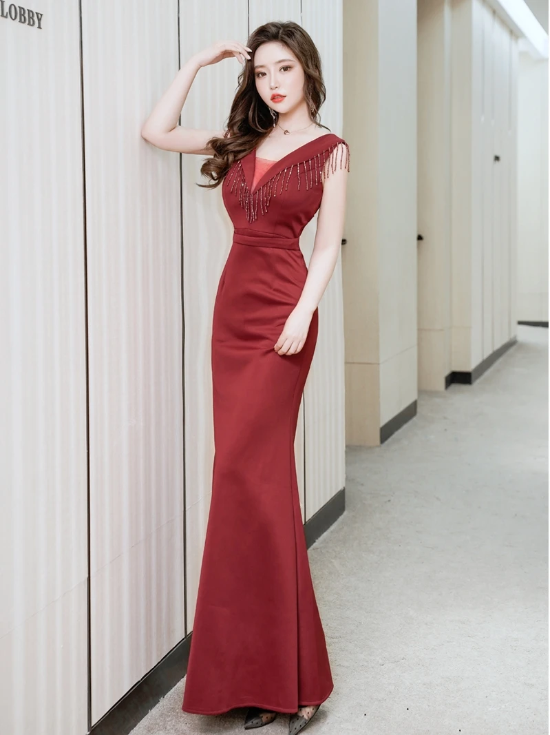 Elegant Evening Dress New High end Banquet Slim Fit, ElegantStyle, Sexy Host Car Model DressElegant DressWomen fo Wedding Party