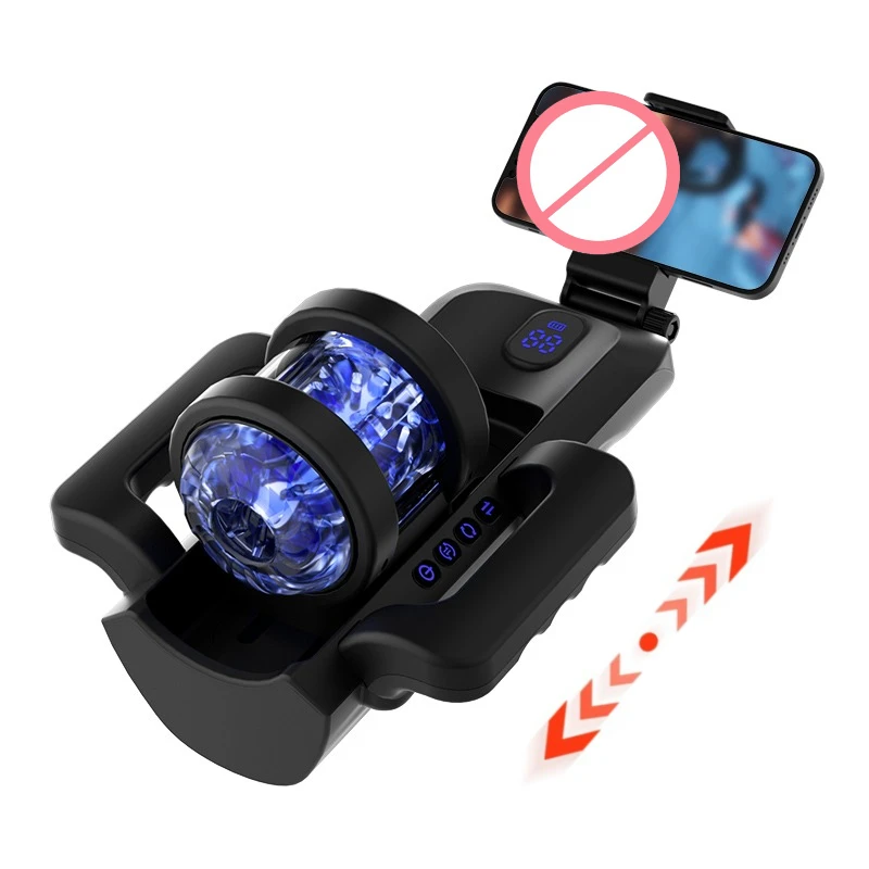 Dual-grip Male Masturbator Adjustable Long Travel Masturbation Cup Adjustable Telescopic Rotating Male Masturbation Cup Sex Toy