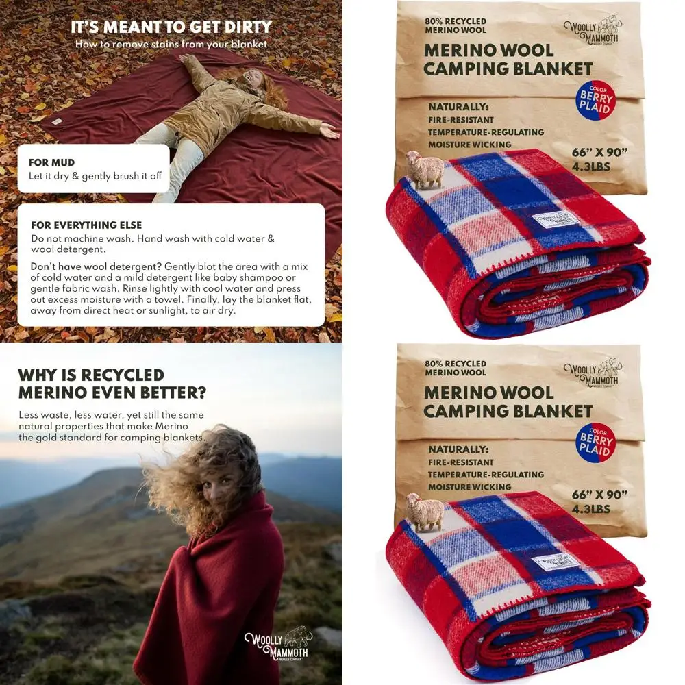 

Плед из мериносовой шерсти в клетку, 66x90, 80% шерсть, идеально подходит для кемпинга и активного отдыха в холодную погоду