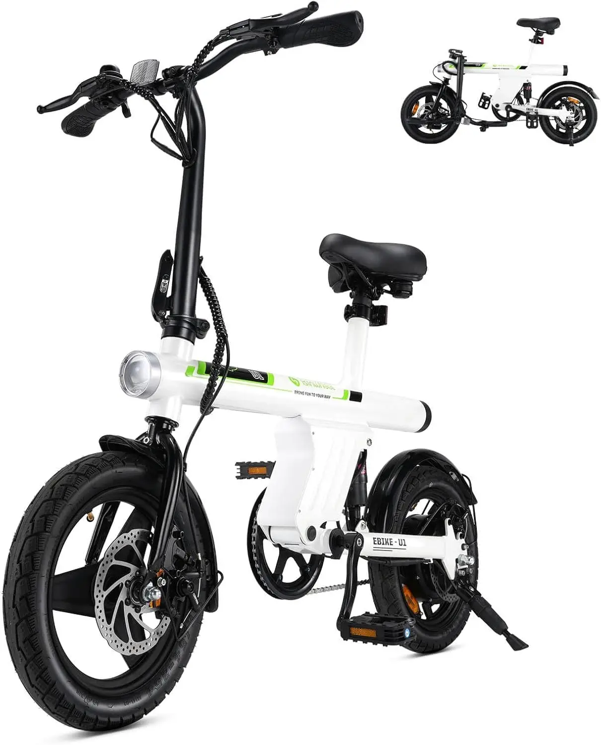 QMisinwheel Electric Bike for Adults 500W Motor, 20 mph Folding Ebike, 14