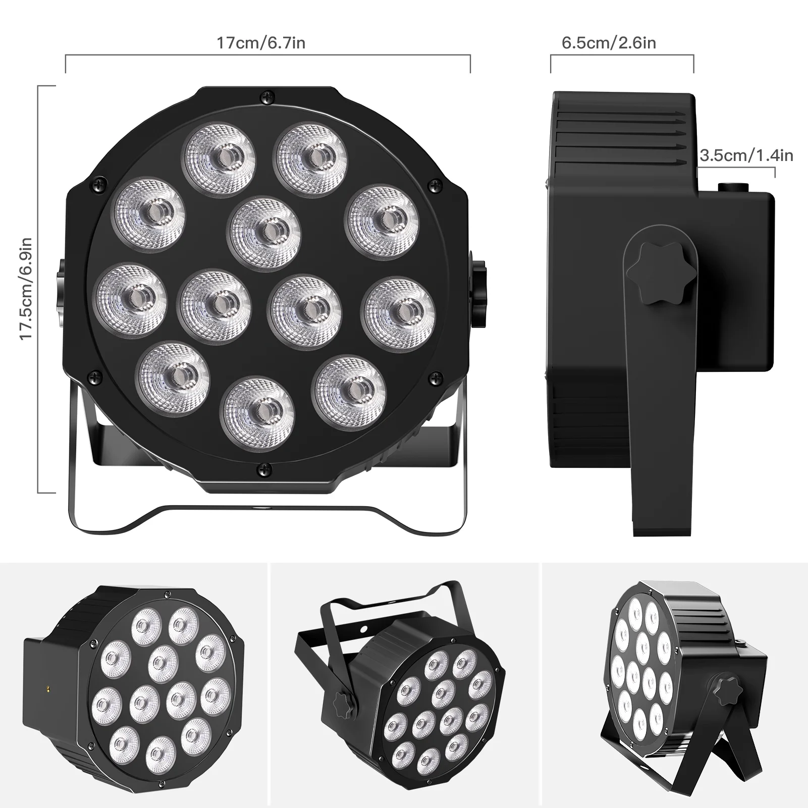 Fieryzeal 4 Uds Mini luz Par LED batería integrada luz de escenario redonda DMX512 a todo Color 4 en 1 luz de efecto RGB para Fiesta de DJ disco