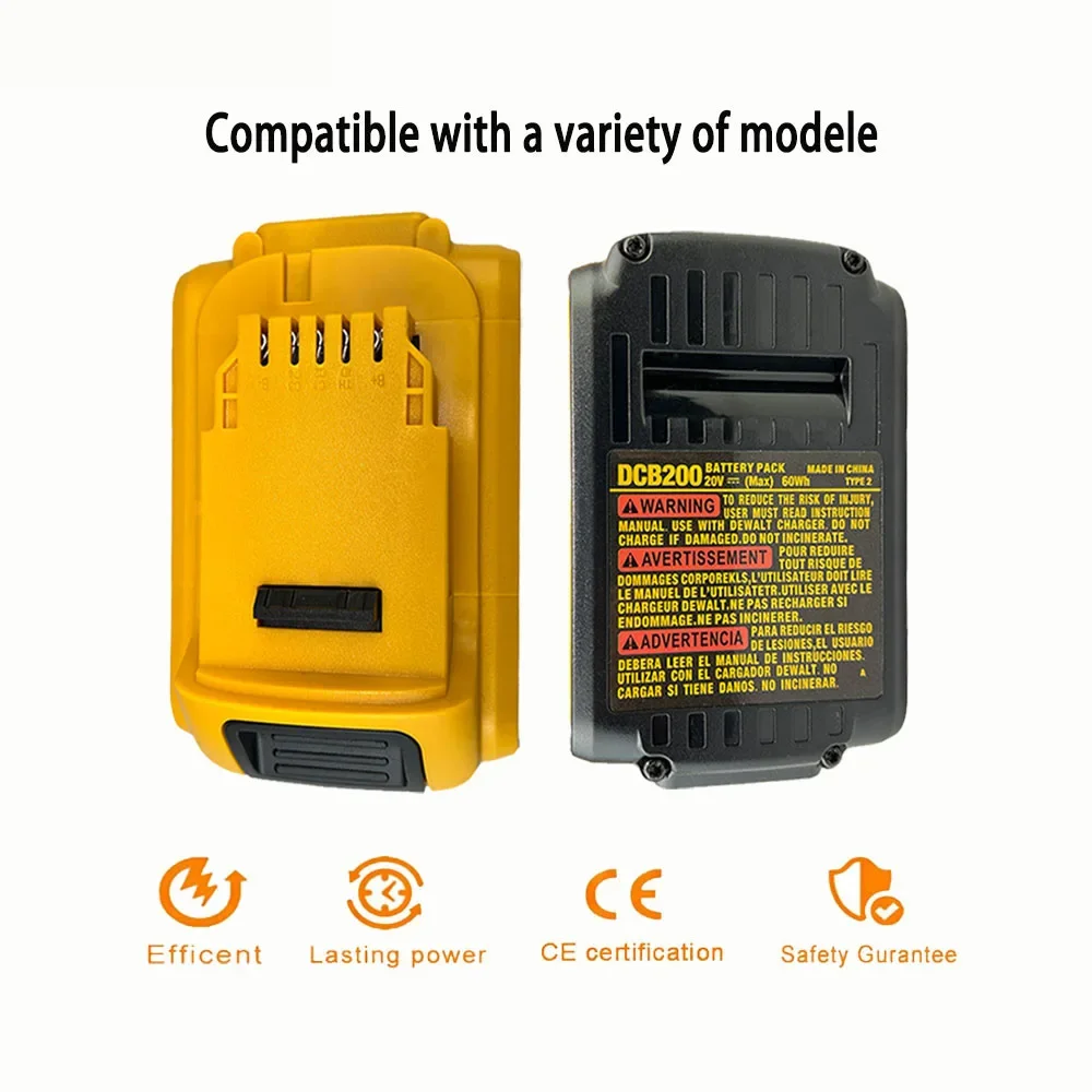 Bateria Li-ion para Dewalt, 20V, 5J, 3000, 4000, 5000mAh, compatível DCB205, DCD74, DCB201, DCG412, DCD740, DCB203, ferramenta elétrica