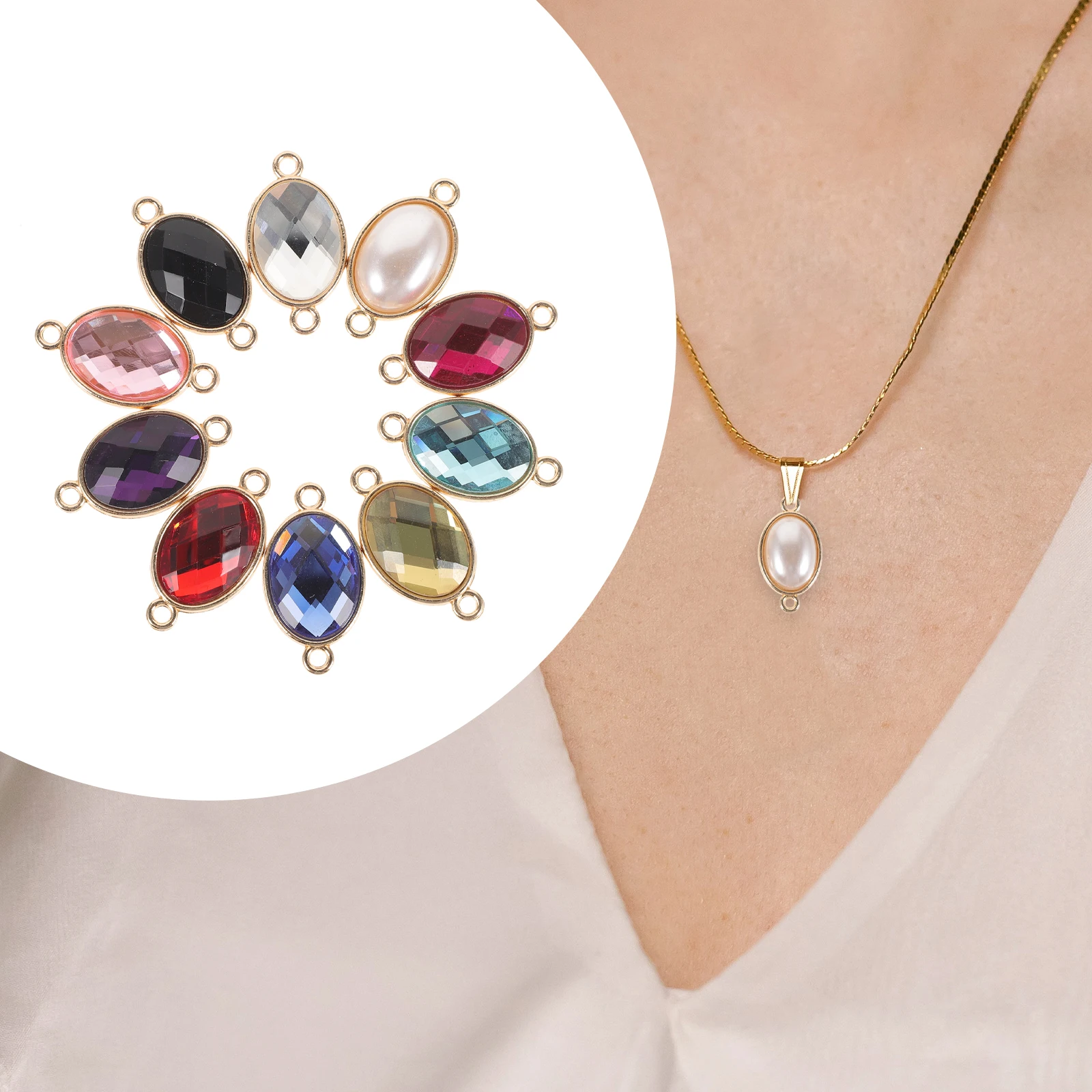 

10 Pcs Cat's Eye Pendant Jewelry Connectors Small Component Charms for Making Metal Bracelet