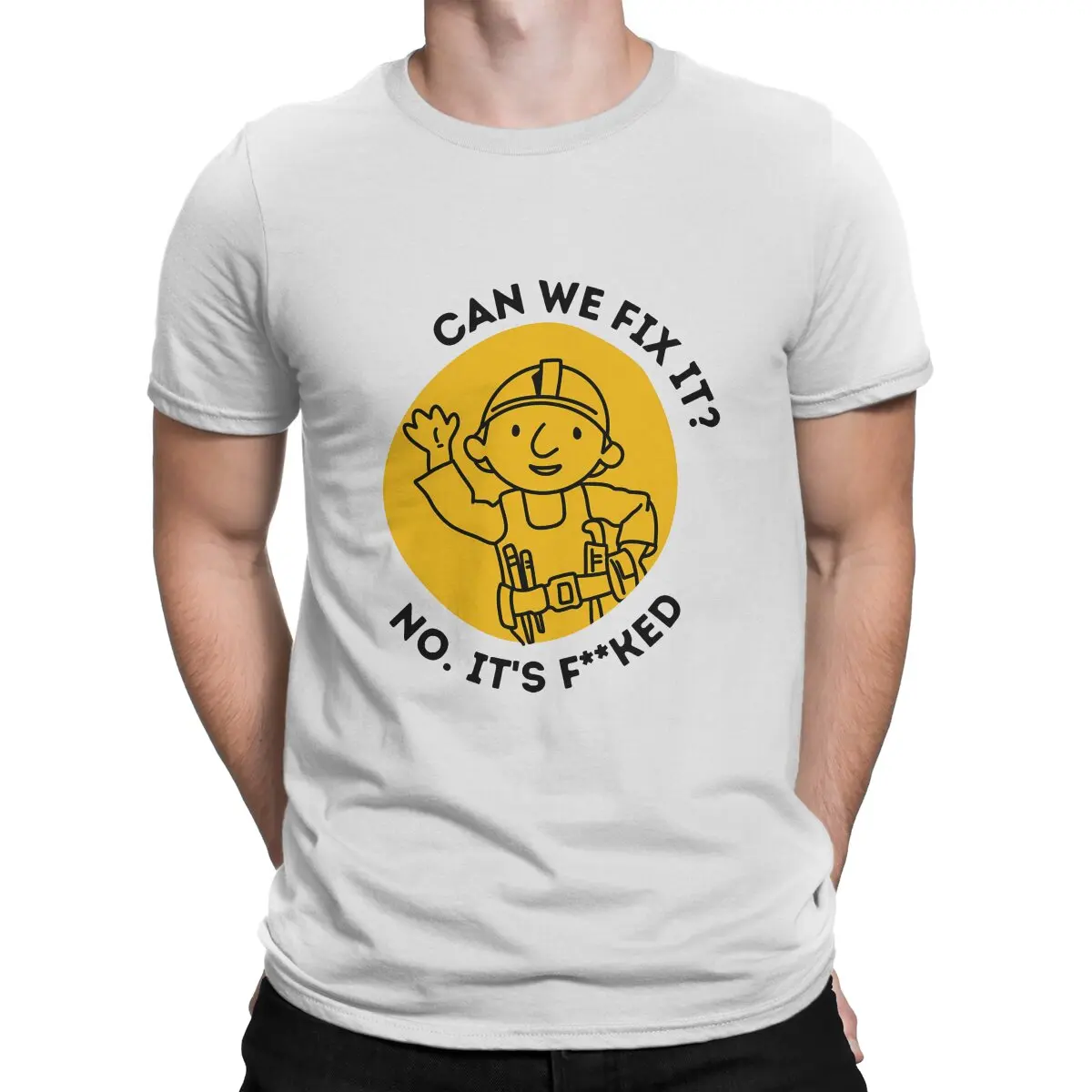 Bob The Builder Can We Fix It Funny Repair Man T Shirt Polyester Punk Men Tees Summer Clothing Harajuku Crewneck TShirt