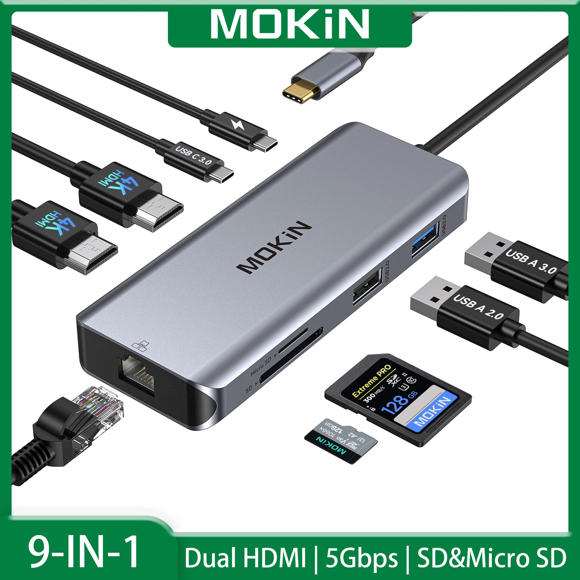 mokan usb hub tipo c divisor docking station hub adaptador com duplo hdmi usb30 usb20 sd tf rj45 pd30 para macbook ar ipad pro 01