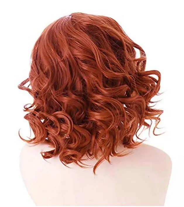 Short Curly  Red Wig Ladies Layered Natural Synthetic Wig Full Wig With Bangs Halloween Costume Cosplay Wig with Wig Cap