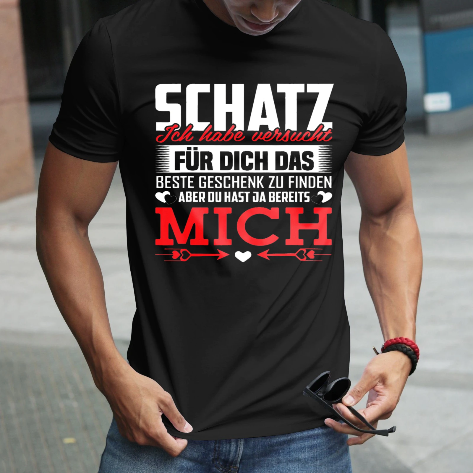 Herren-T-Shirt „Schätzchen, ich habe versucht, das Beste für dich zu finden, aber du hast es mir schon geschenkt“ – Perfekt für Freizeitkleidung, Partys und Karnevalsoutfits