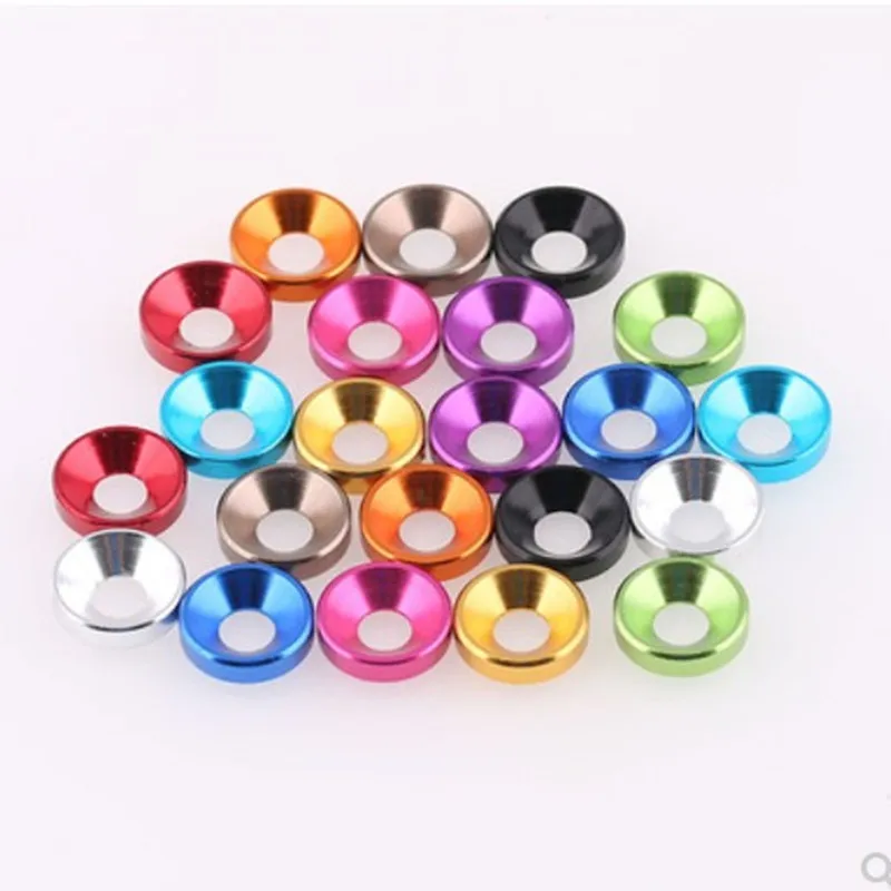 20pcs/lot M2 M2.5 M3 M4 M5 M6 M8 Aluminum Alloy Colourful Anodized Countersunk Washer Gasket For Din7991 Screws