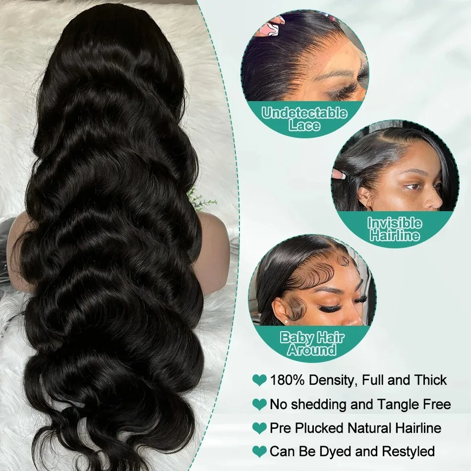 YKB-Brazilian Body Wave Lace Frontal Wig, Perucas de Cabelo Humano, Fecho Transparente, HD Lace, 200 Densidade, 13x4, 5x5, 13x4, 13x6