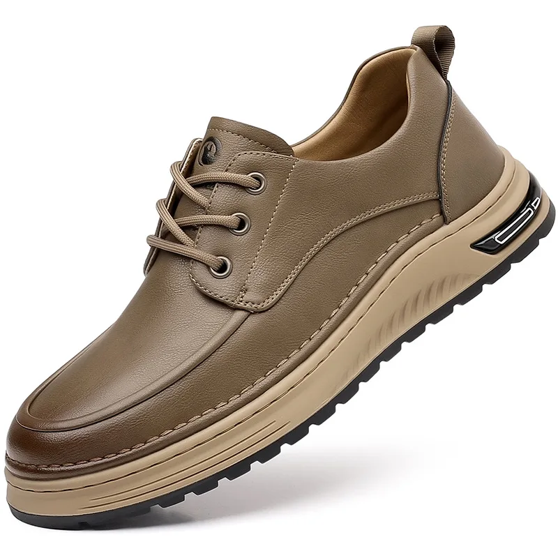 

Autumn Winter New Designer Leather Sports Shoes for Men Fashion Business Loafers Male Lace Soft Sole Casual Sneakers Man