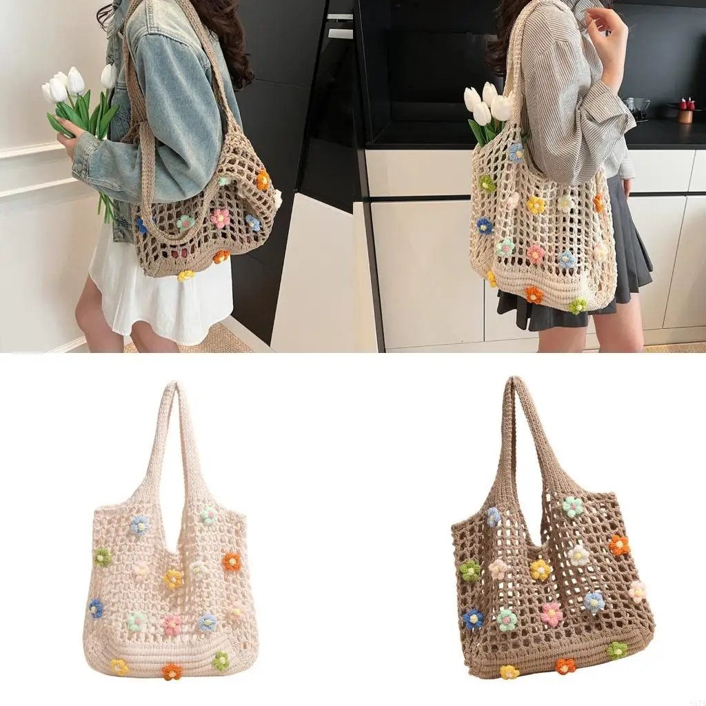 Women Beach Bag Bag Bag Bag Bag حقيبة يد مع أزهار حقيبة تسوق كبيرة للتسويق للسفر 547A #1