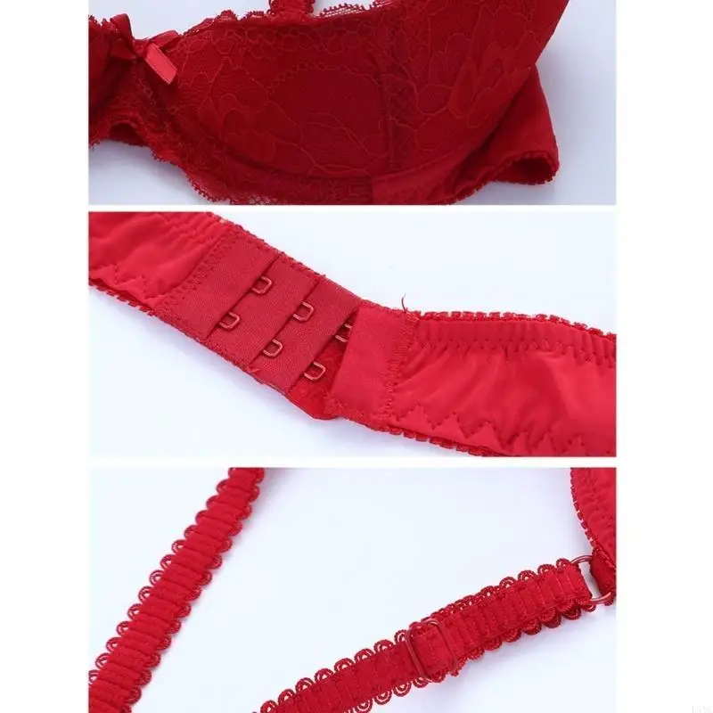 

L5YC Lace Shelf Bra with Satins Bows Detail,Adjustable Straps Padded Push Up Bra