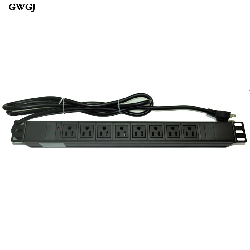 PDU Cabinet Power Socket 8 Bit American Standard 16A with Indicator Aluminum Alloy 1U 19 Inch Socket Terminal Block