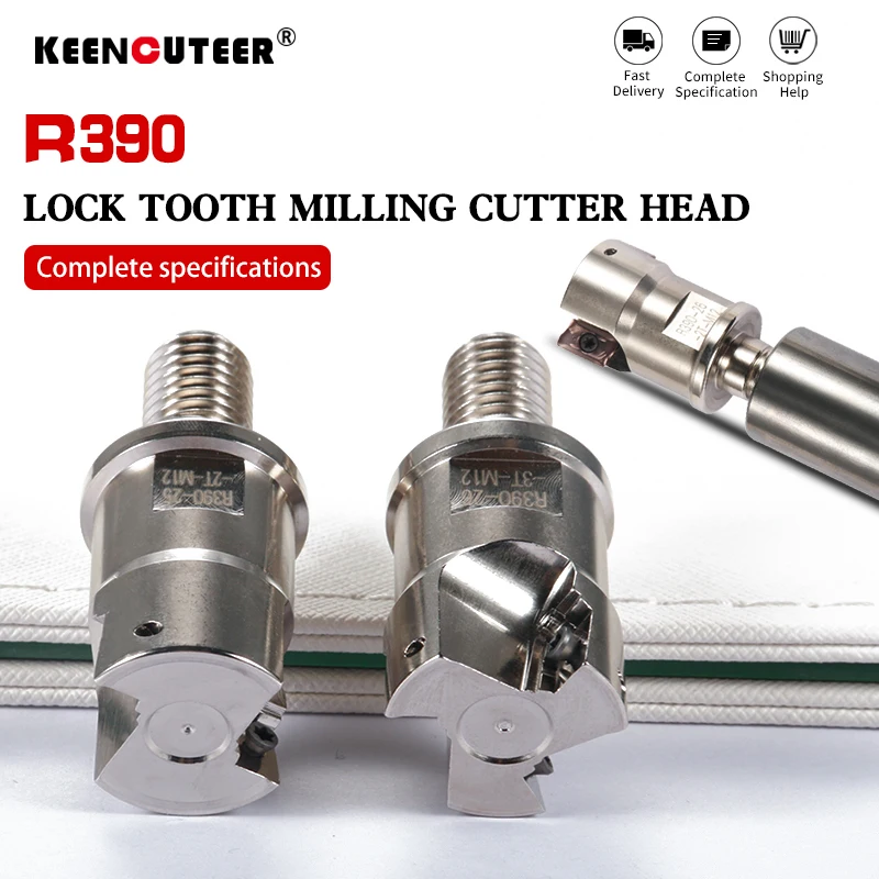 R390 Thread Milling Cutter Head Tungsten Steel Shank CNC Lathe Tool Slot Tooth Anti-Vibration Milling Cutter Carbide Insert