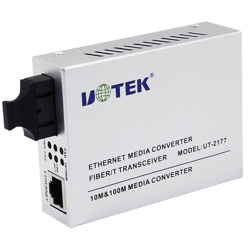 2pcs UOTEK Ethernet Fiber Optic Transceiver 10M 100M Optical-Fiber Media Converter SC Single Multi Mode 20KM 5KM Adapter UT-2177