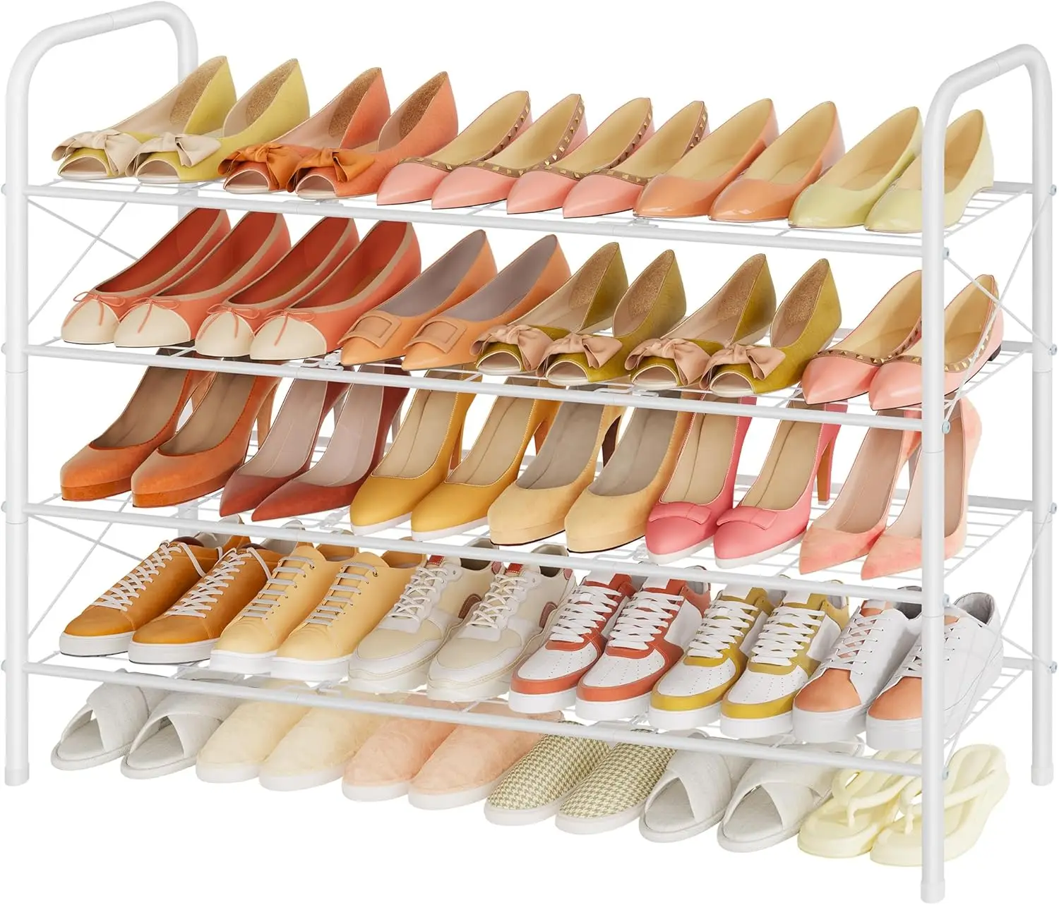 

4-ярусная сетчатая полка для обуви, компактный органайзер для хранения в прихожей, ванной, гардеробной, коридоре - белая