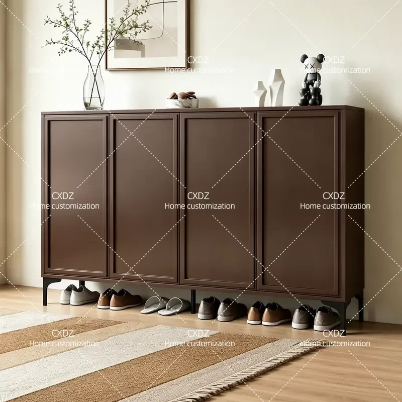 Italian All Aluminum Alloy Shoe Cabinet Brown Outdoor Door Corridor Waterproof Sunscreen Multi Functional Locker Storage