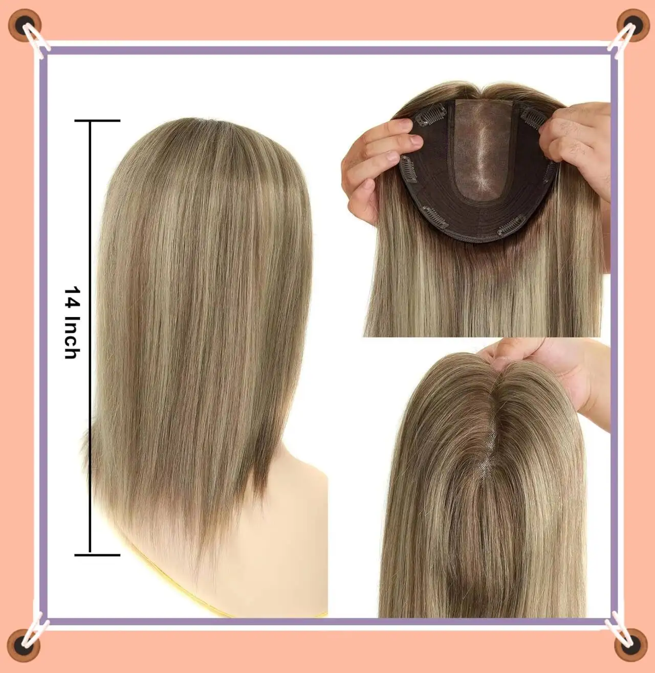 Mono Topper with Weft Women's Hair Replacement Systems Human Hair Topper for Women Mono Toppers Hair Piece for Women Remy Hairs