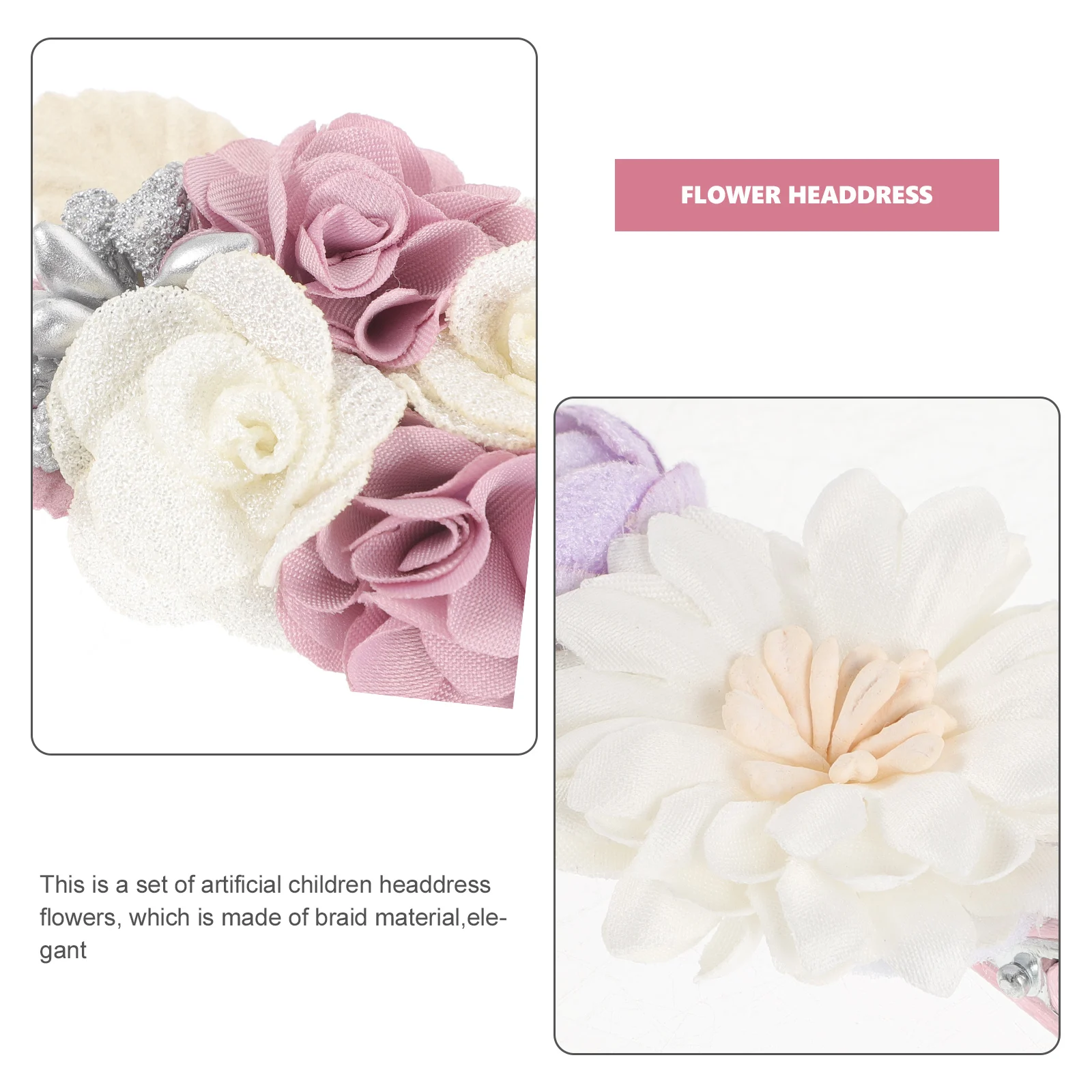 

3pcs Artificial Flower Hair Accessories for Girls Pink Wedding Headdress Bridesmaid Children Hairpins Bride Faux Layered Petals