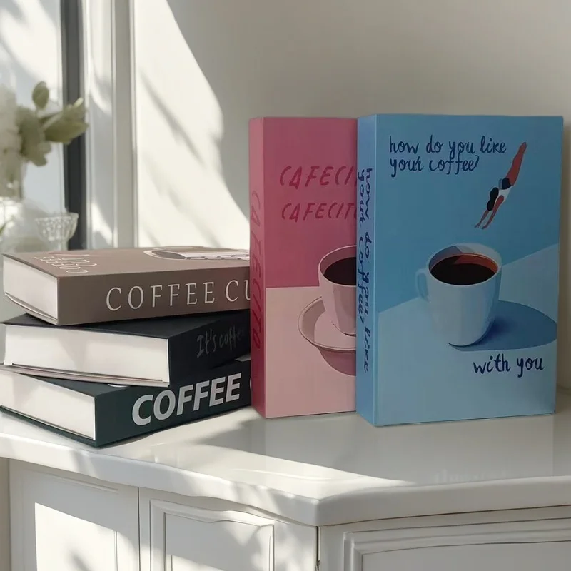 

Luxury Fake Books Nordic Decorative Books Coffee Cup Design Coffee Table Minimalist Bedroom Bookshelf Home Interior Decor Boho