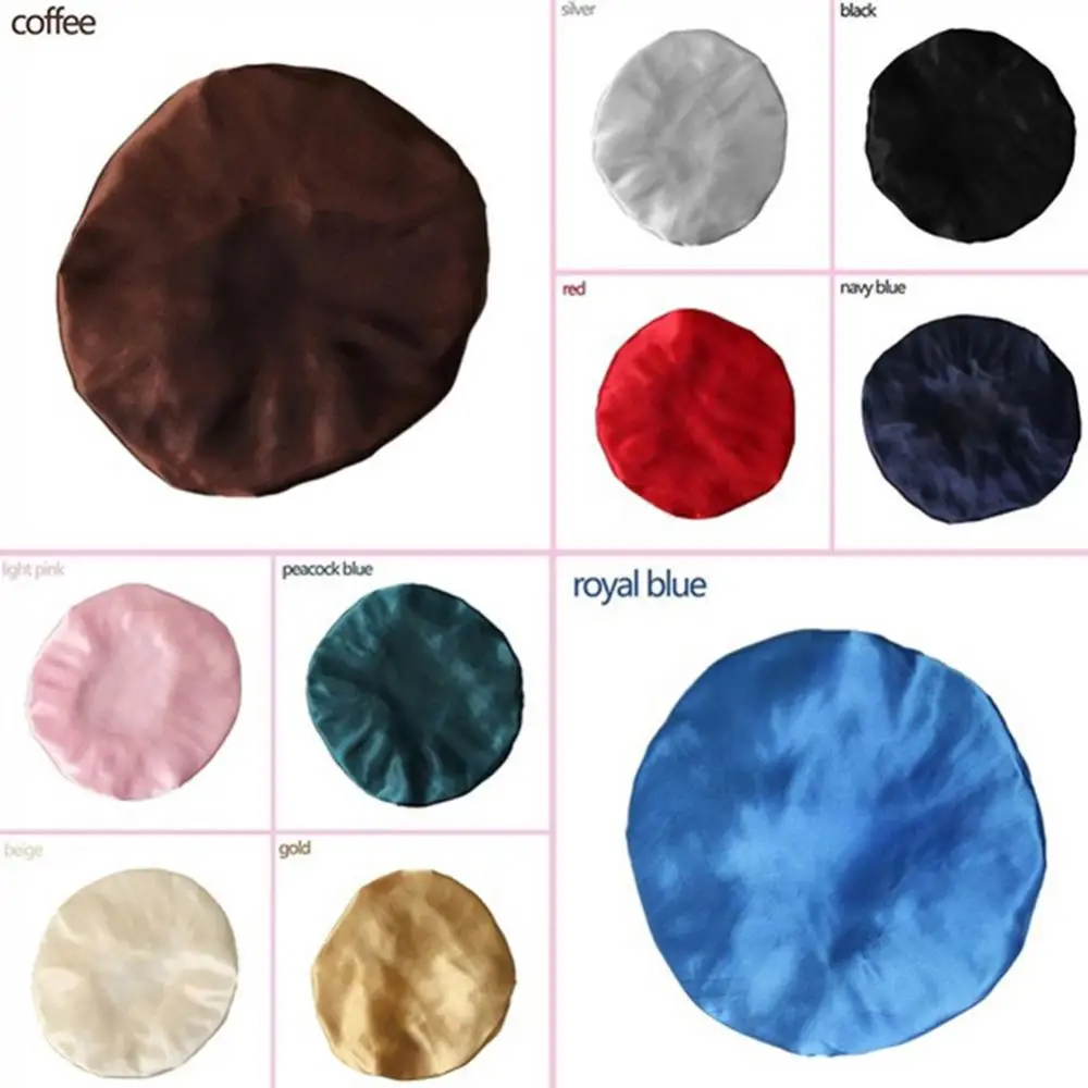 Hat Cap Solid Color Women Elastic Satin Lace Night Sleep Chemotherapy Hair Care Cap