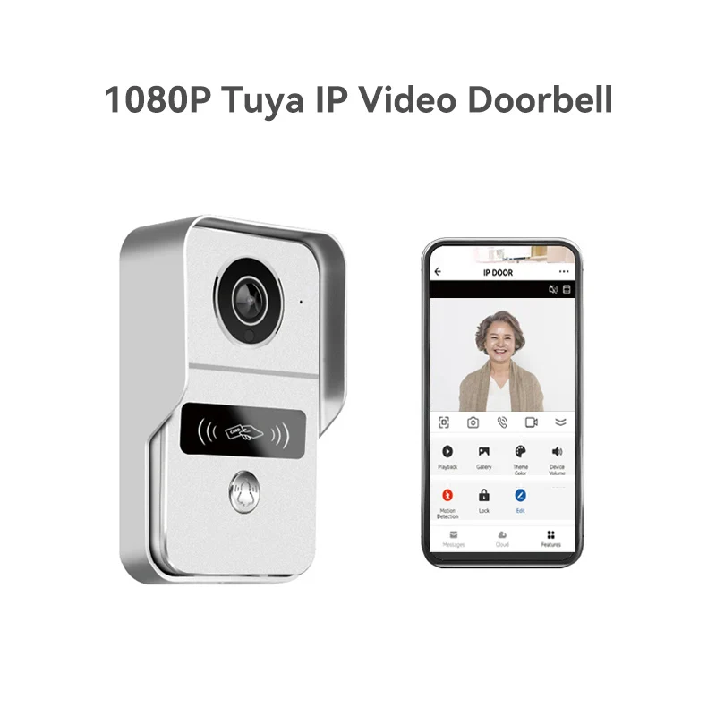 2MP 1080P Tuya APP WIFI  DC/48V POE IP Doorbell With Indoor Chime Video Door Phone 140Degree Wide Angle H.265 Video Door Phone