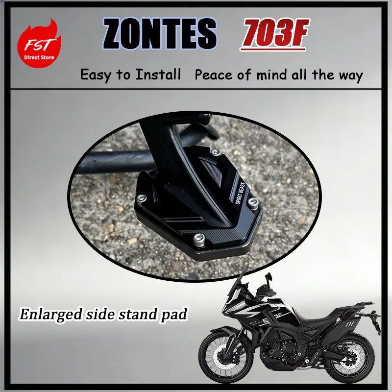 For Zontes 703F Motorcycle Side Stand Enlarger Anti-Slip Widened Kickstand Foot Pad No Drilling Required Modification Access