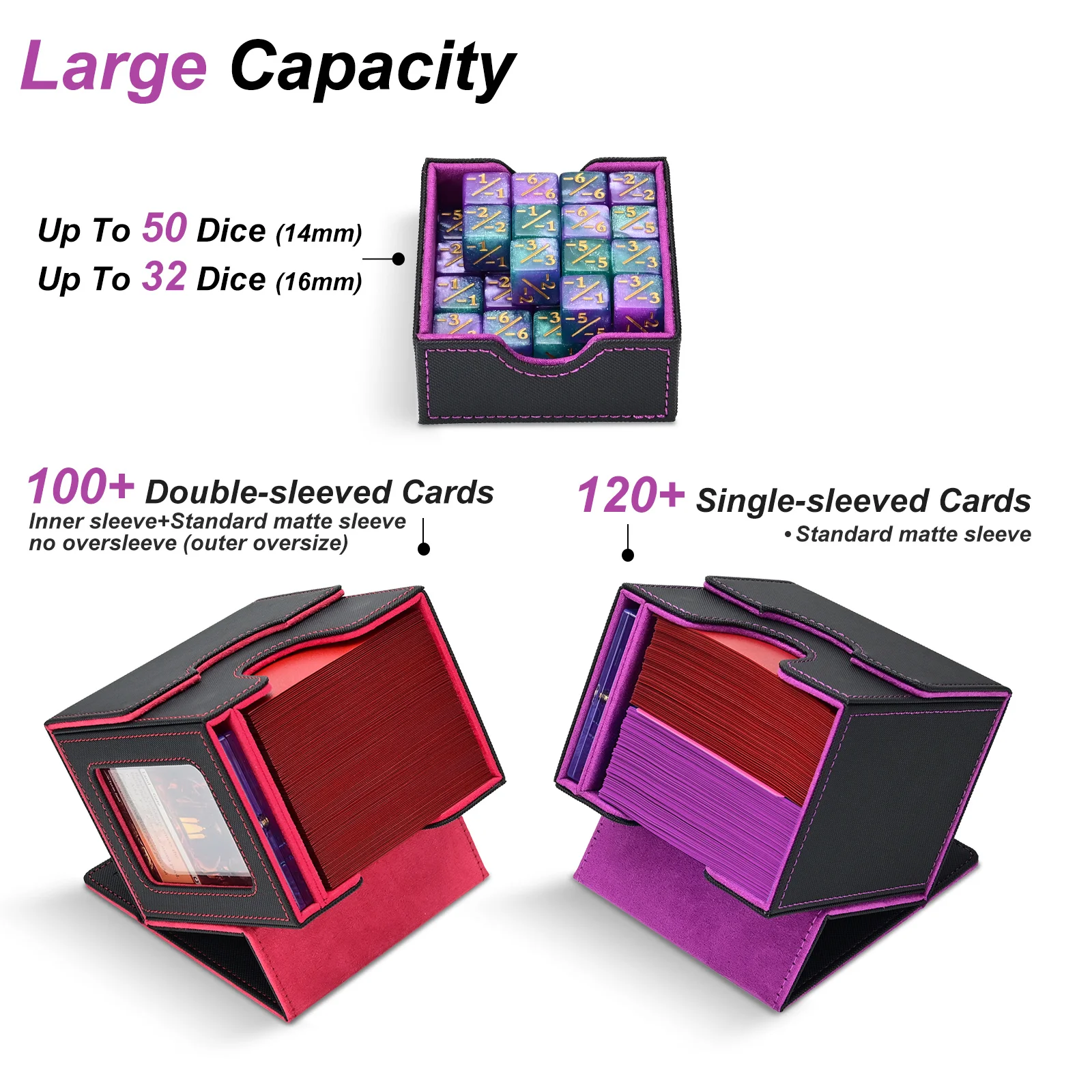 Ryshepro Commander Deck Box with Display Window for MTG Fits 100+ Double-Sleeved Cards Magnetic Card Storage Box for TCG PTCG