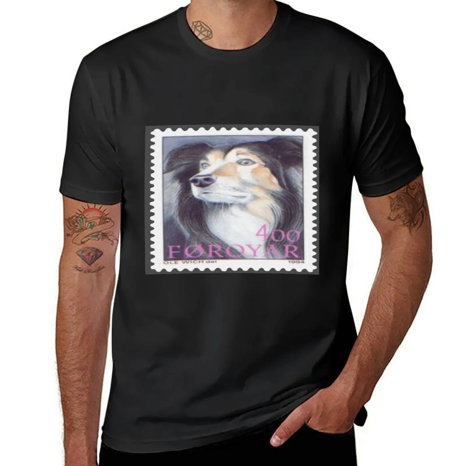 

Faroe Island sheepdog stamp T-Shirt blue lock sports fans summer 2025 vintage t shirts mens graphic t-shirts anime
