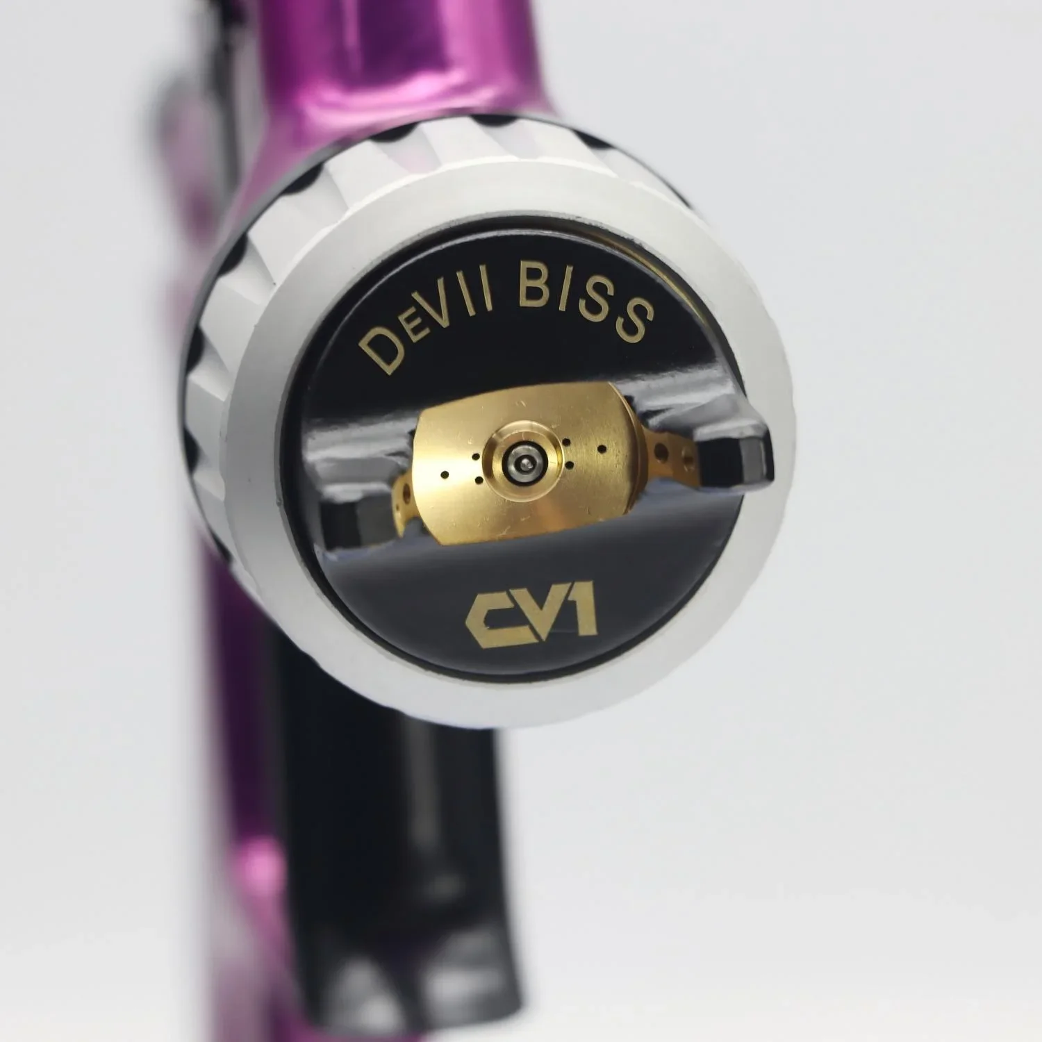 CV1 Purple Blue HVLP Spray Gun - 1.3mm Stainless Steel Nozzle with 600cc Capacity for Water-Based Paint and Automotive Varnish