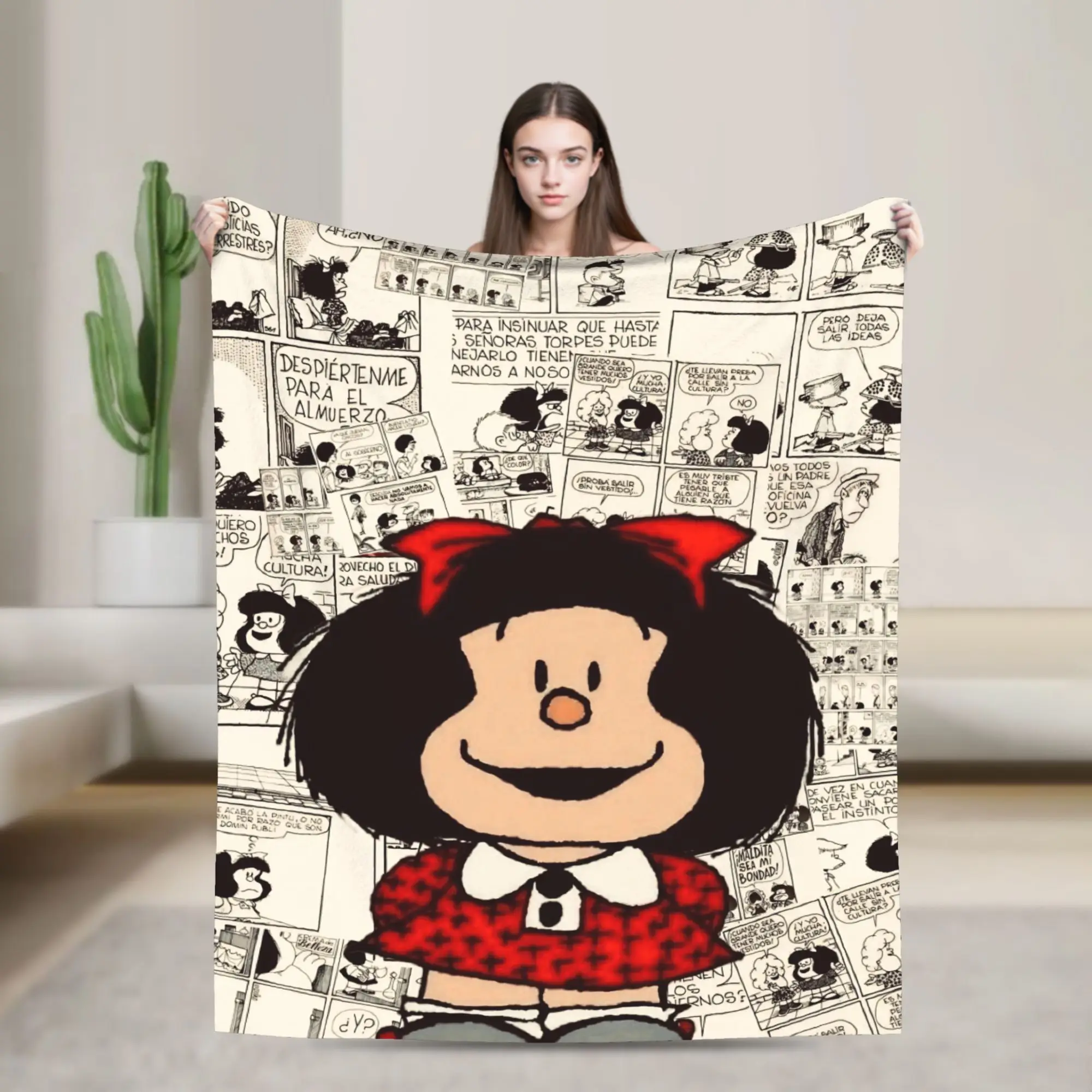 

Одеяла с героями мультфильмов Love Mafalda, фланелевые украшения, портативные легкие пледы для постельного белья, дорожный ковер