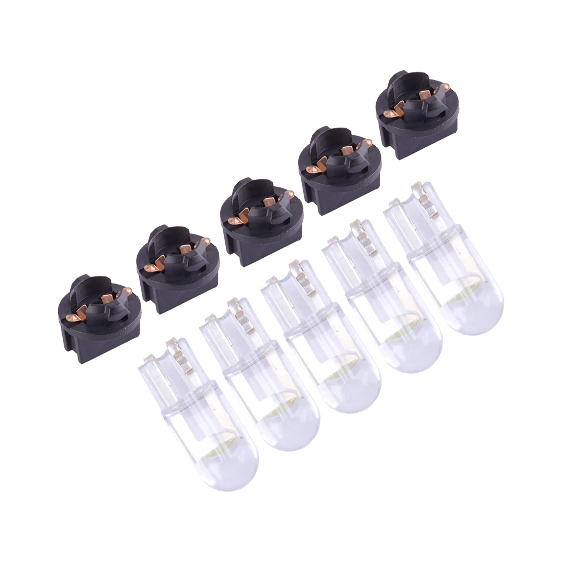 5 Sets Blue T10 COB LED W5W Interior Dash Instrument Cluster Gauge Light Bulbs With Sockets for Car Truck Van Trailer Universal