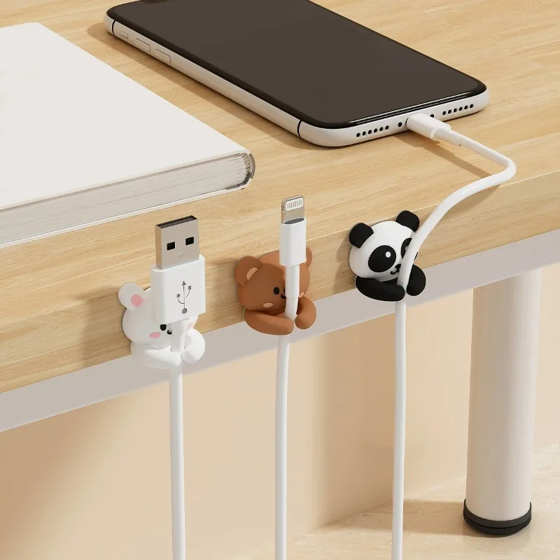 Desktop Data Cable Fixer Nail-free Seamless Silicone Cable Organizer Mouse Cable Headset Multifunctional Winder Desk Organizer