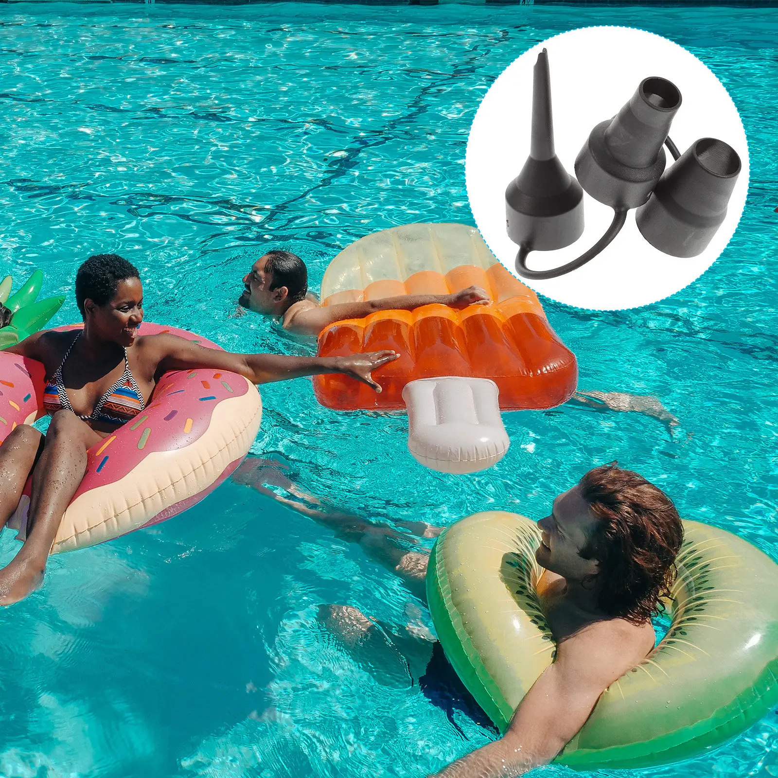 Replacement Nozzle Set Air Pump Converter Nozzle for Inflatable Mattress Swim Ring Beach Ball with Lightweight 3-in-1