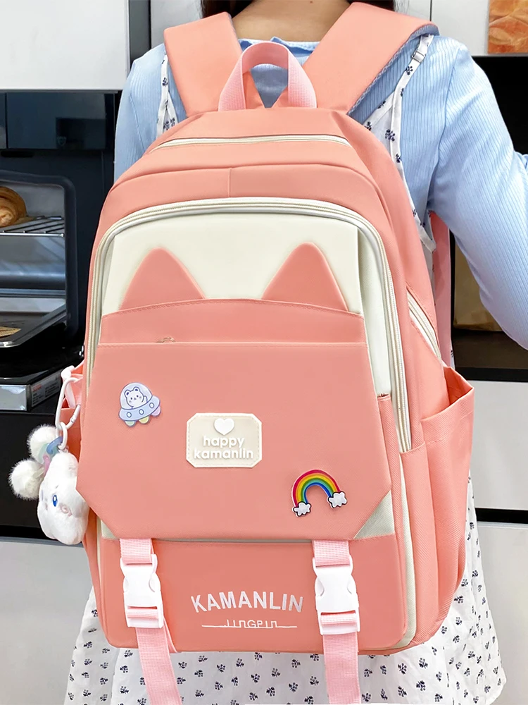 

Симпатичный вместительный рюкзак для девочек, универсальная школьная сумка для студентов колледжей, учащихся средних и старших классов, а также для учеников начальной школы.