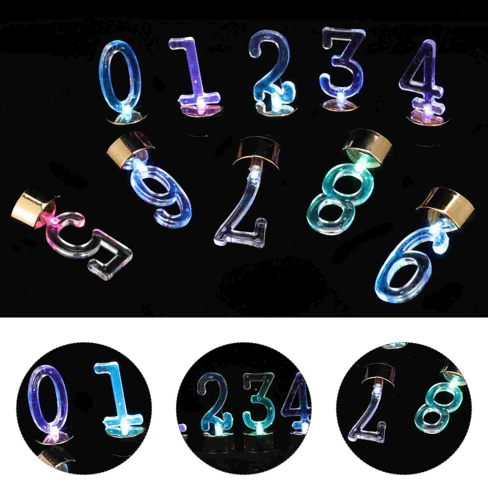 

10 Pcs Number Cake Pick Decorations Digital Light Flame-less Lamp Table Smokeless Flameless LED Candles Wedding Smokeless Lamp