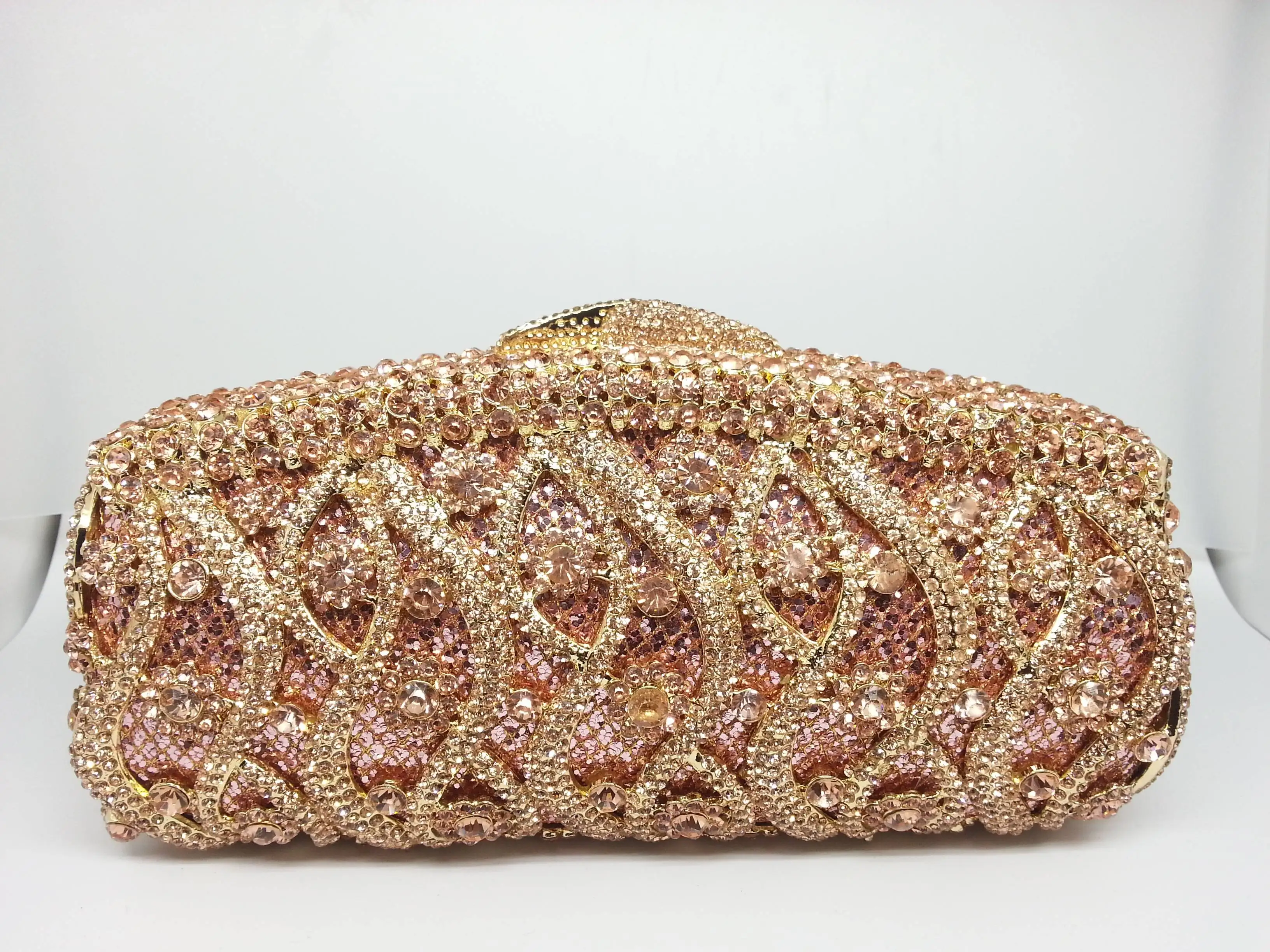Boutique De FGG (in stock) Women Champagne Crystal Clutches Evening Bags Wedding Cocktail Minaudiere Diamond Handbag and Purse