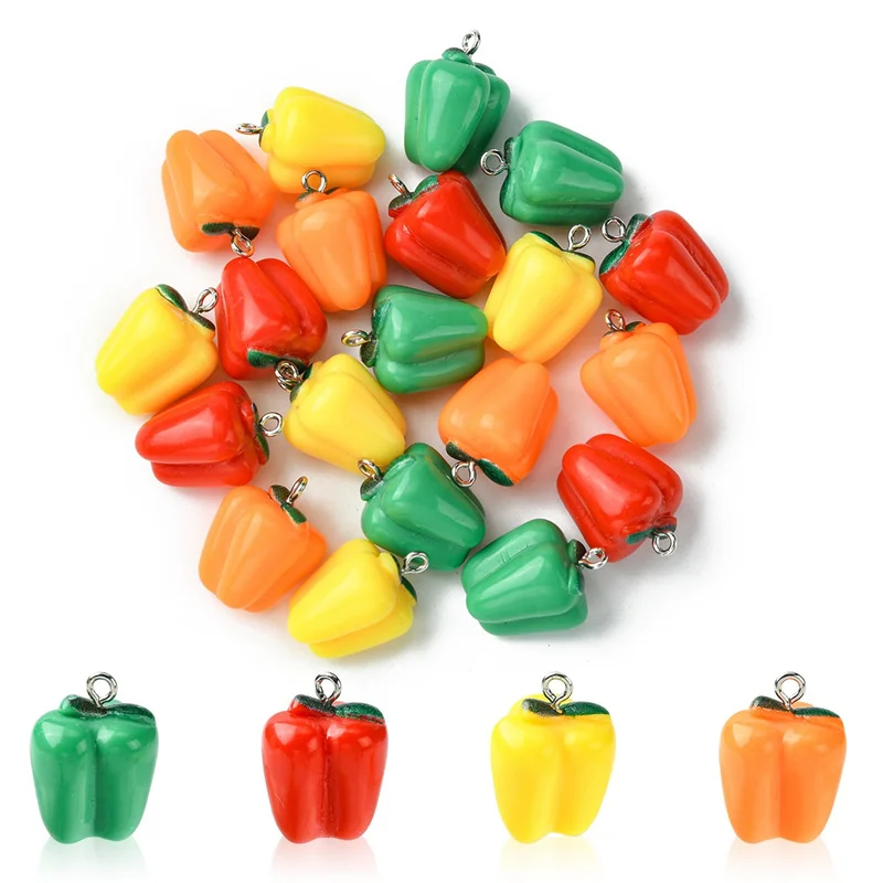 10pcs/pack Simulation Colored Pepper Vegetables Charms Resin Pendants For DIY Crafting Earring Bracelet Jewelry Accessories