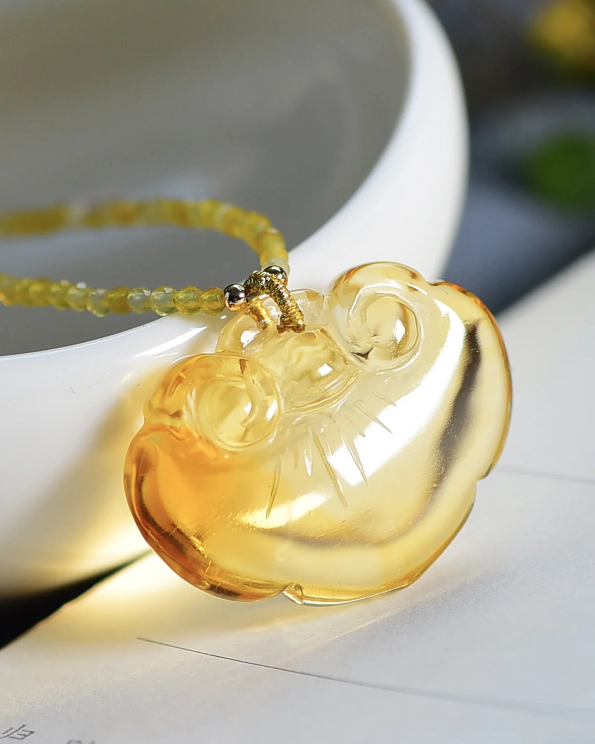 Natural Yellow Citrine Quartz Women Men Pendant 32*23.8*9.5mm Lock Wealthy Rare Bead Necklace Jewelry AAAAA
