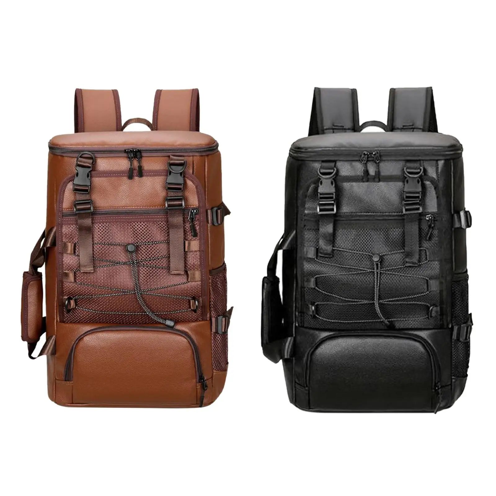 Skateboard Backpack Sports Backpack PU Leather Pouch for Men Portable Ski Backpack Outdoor Business Versatile Carry Laptop Bag