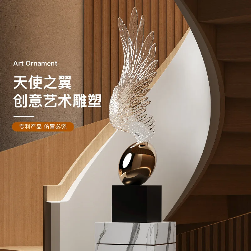 Transparent wing art abstract ornament sales department hotel floor-to-ceiling sculpture office front desk decoration