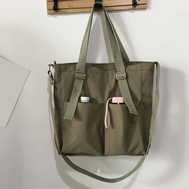 Women Canvas Single Shoulder Large Capacity Hand Bucket Bag Female Crossbody Bags Casual Tote Purses Waterproof Oxford Packet