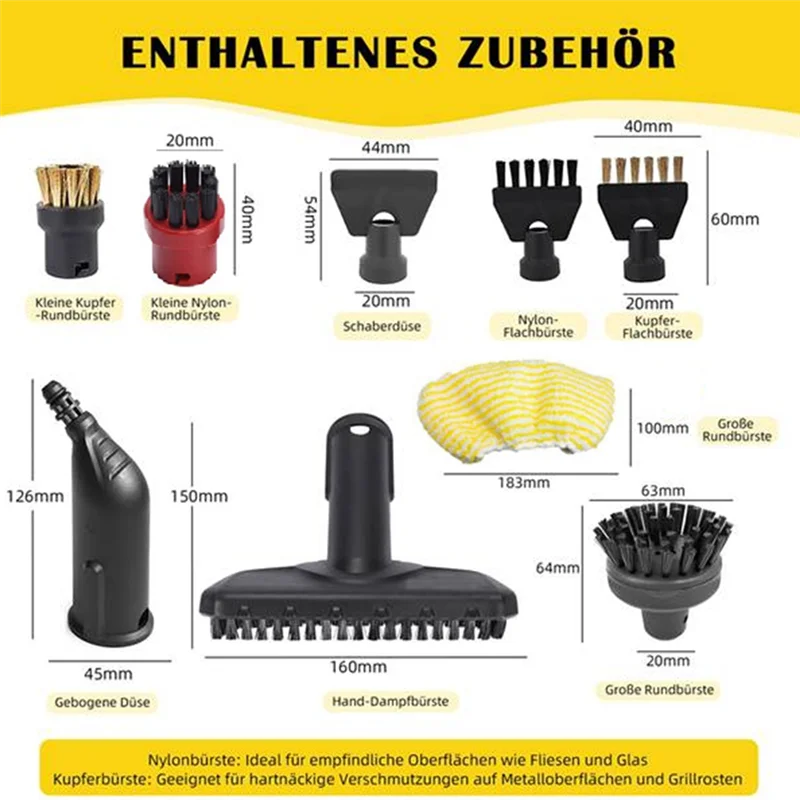 A84G-For Karcher مجموعة ملحقات منظف البخار تتضمن فوهات وفرش وأقمشة