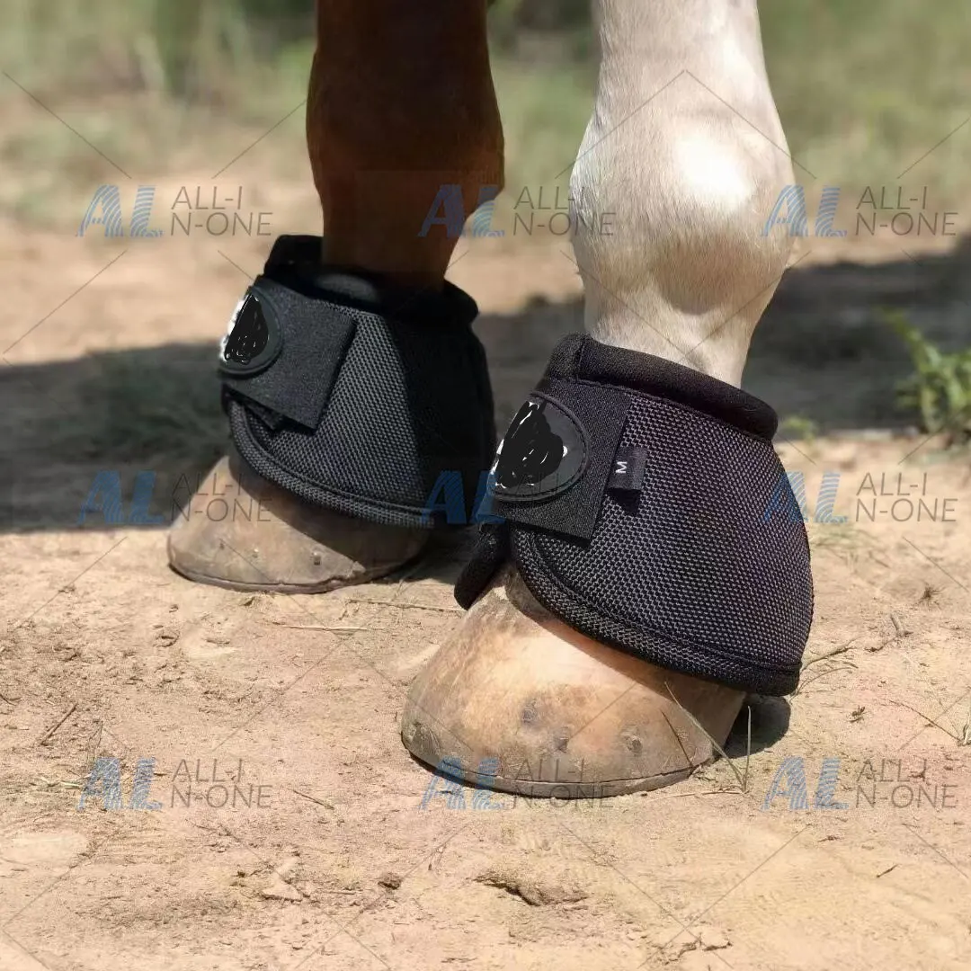 Horse Racing Bell Boots & Leg Guard Set - Convex Block Anti-Rotation Horseshoe Protection Equipment