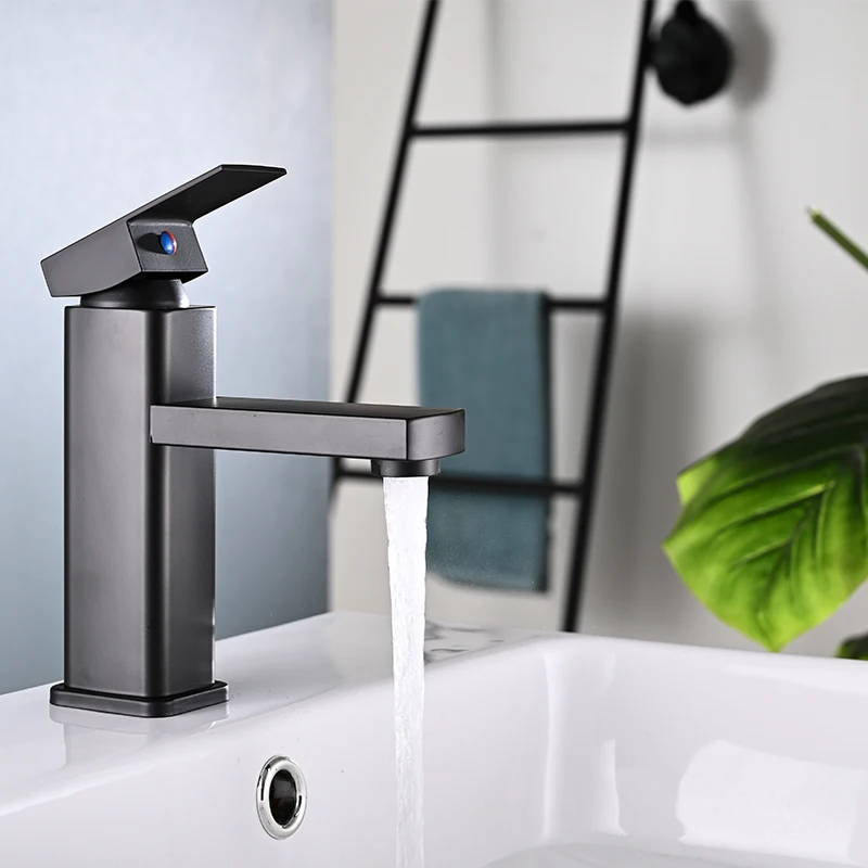 TAICUTE Classic Black Sink Faucets Hot Cold Water Tap Waterfall Basin Mixer Bathroom Accessories Sets Basic Home Faucet