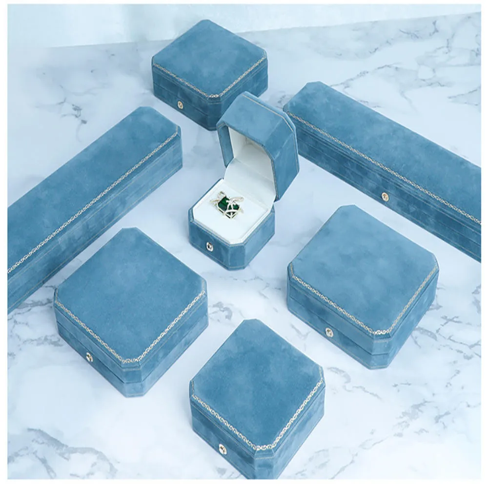 1PC High Grade Velvet Jewelry Box Ring Earring Necklace Pendant Bracelet Display Travel Storage Case Wedding Jewelry Packing Box