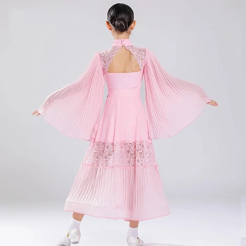 Kinderen Meisjes Moderne Dans Jurk Training Nationale Standaard Competitie Ballroom Prestaties Danskleding Beoordeling Grote Mesh Rok